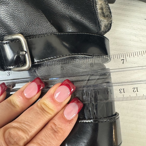 Stuart Weizmann snowflake black grainy nero rubber boot size 8.5 39 faux fur - Picture 13 of 17